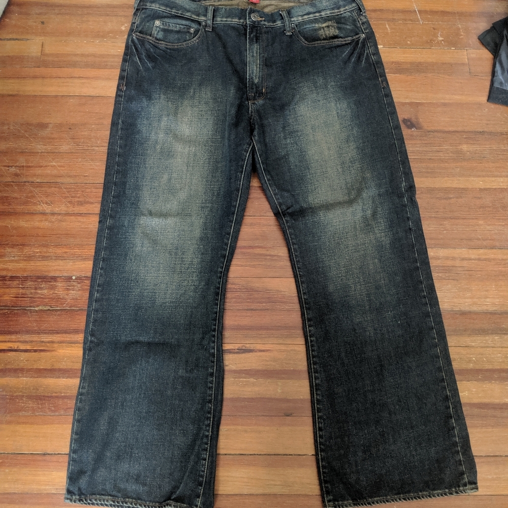 GUESS distressed blue straight jeans